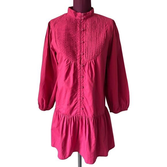 NEW ANNA CATE CAITLYN DRESS size M Bright Red Long Sleeve Poplin $278 - Picture 1 of 8